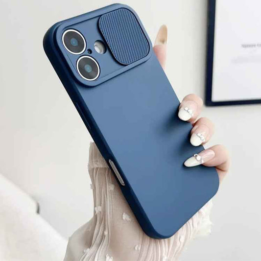 Slide Camera Lens Protection Case Soft Silicone Bumper for iPhone 16 15 14 Plus 13 12 11 Pro X XS XR Max 8 7 SE Shockproof Cover - Phone Cases Hub