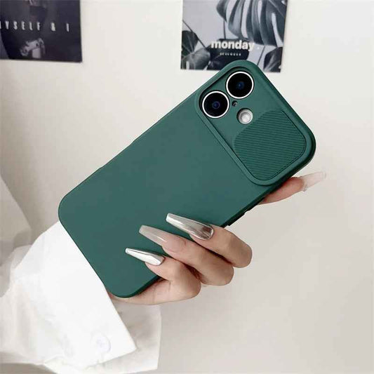 Slide Camera Lens Protection Case Soft Silicone Bumper for iPhone 16 15 14 Plus 13 12 11 Pro X XS XR Max 8 7 SE Shockproof Cover - Phone Cases Hub