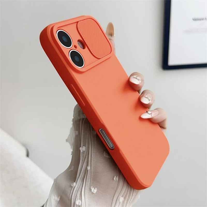 Slide Camera Lens Protection Case Soft Silicone Bumper for iPhone 16 15 14 Plus 13 12 11 Pro X XS XR Max 8 7 SE Shockproof Cover - Phone Cases Hub