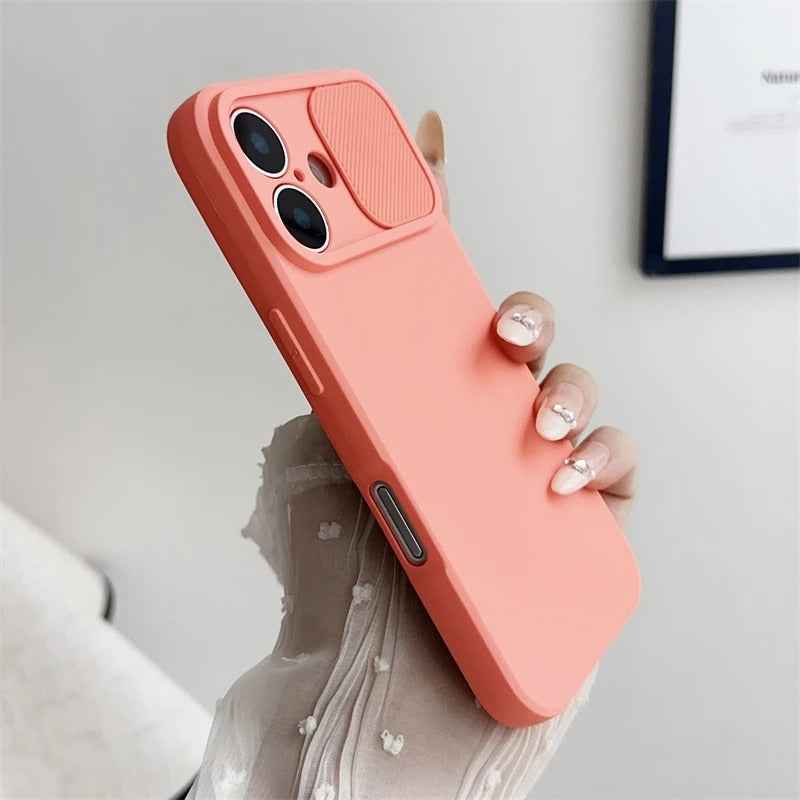 Slide Camera Lens Protection Case Soft Silicone Bumper for iPhone 16 15 14 Plus 13 12 11 Pro X XS XR Max 8 7 SE Shockproof Cover - Phone Cases Hub