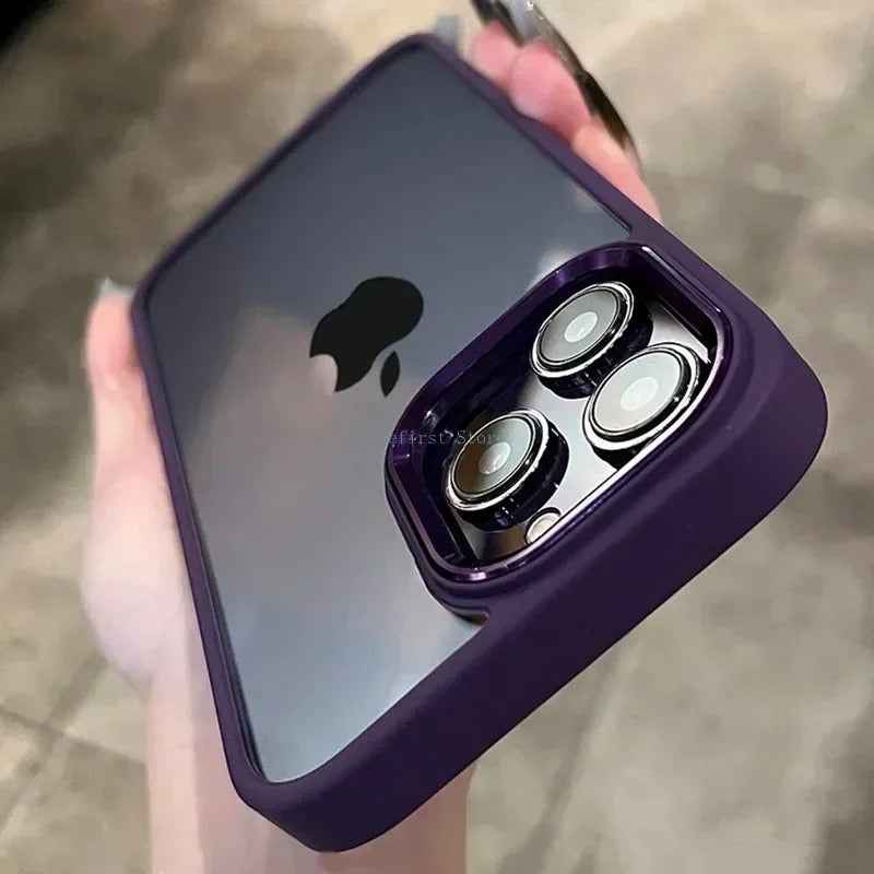 Luxury iPhone Metal Frame Case - Transparent Acrylic Soft Shockproof Bumper Cover for All Models - Phone Cases Hub