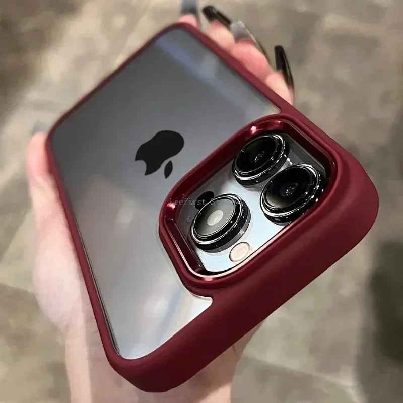 Luxury iPhone Metal Frame Case - Transparent Acrylic Soft Shockproof Bumper Cover for All Models - Phone Cases Hub