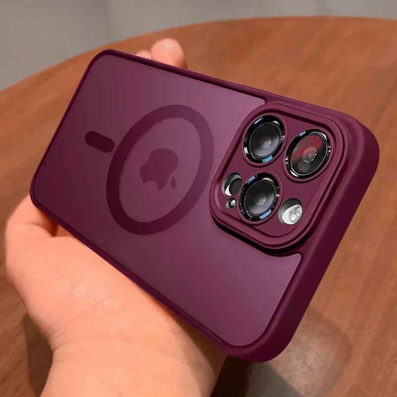 Magnetic Shockproof Case for iPhone 16 15 14 13 12 11 Pro Max - Luxury Matte Translucent Armor with MagSafe Wireless Charging Cover - Phone Cases Hub