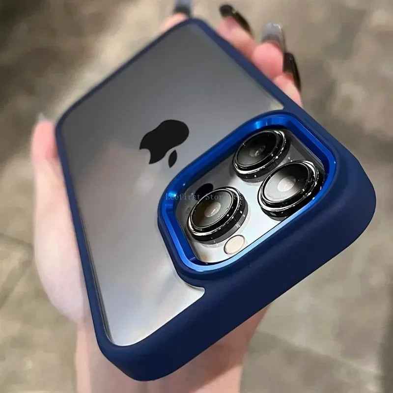 Luxury iPhone Metal Frame Case - Transparent Acrylic Soft Shockproof Bumper Cover for All Models - Phone Cases Hub