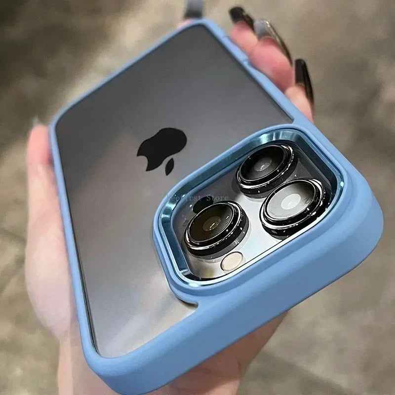 Luxury iPhone Metal Frame Case - Transparent Acrylic Soft Shockproof Bumper Cover for All Models - Phone Cases Hub