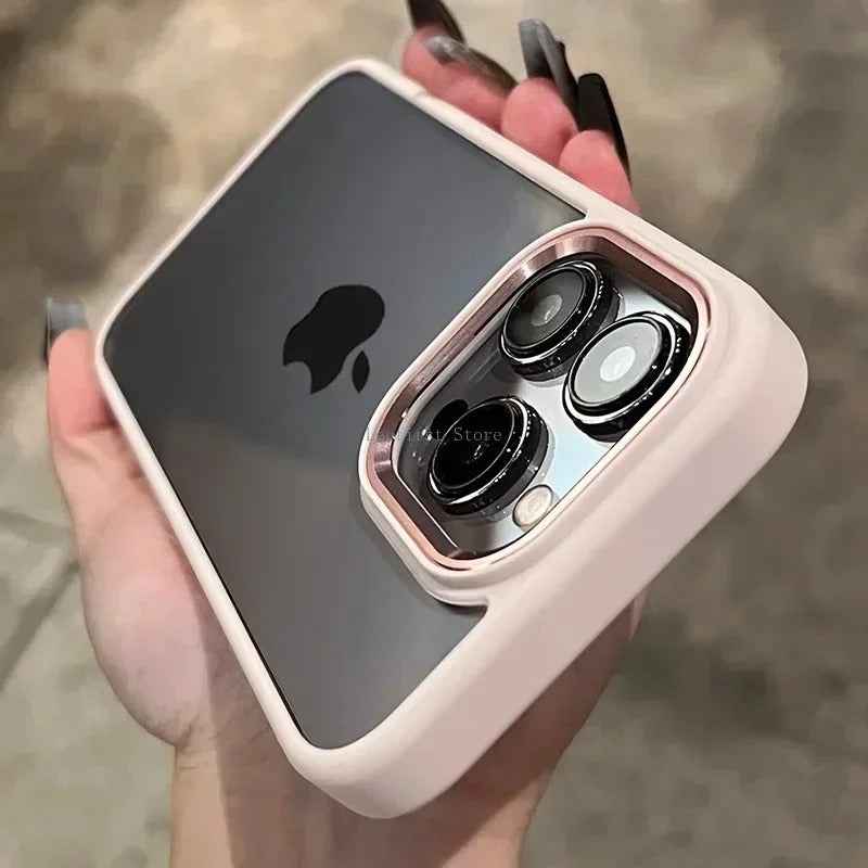 Luxury iPhone Metal Frame Case - Transparent Acrylic Soft Shockproof Bumper Cover for All Models - Phone Cases Hub