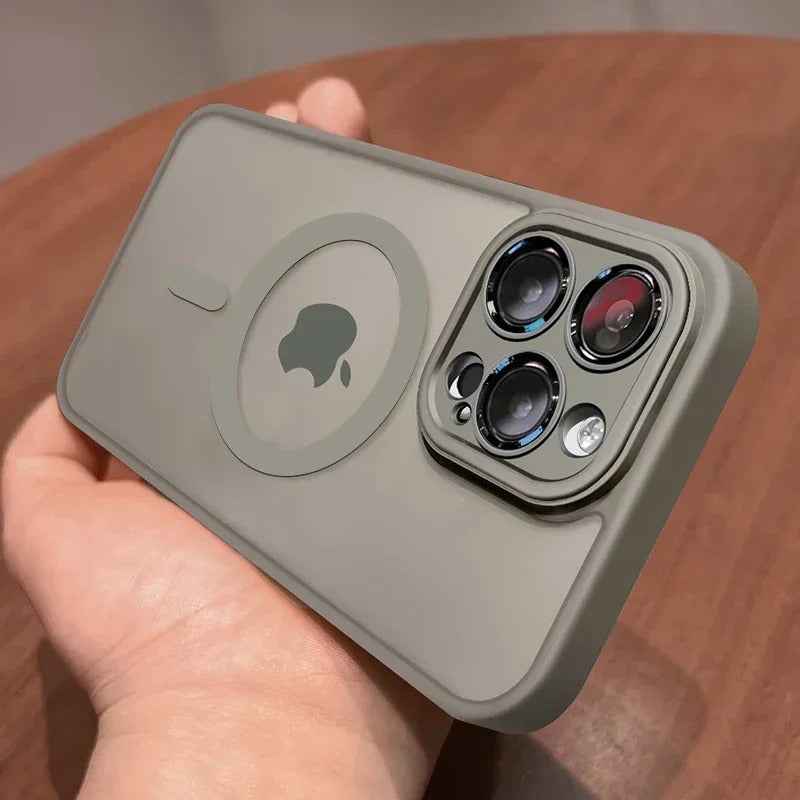Magnetic Shockproof Case for iPhone 16 15 14 13 12 11 Pro Max - Luxury Matte Translucent Armor with MagSafe Wireless Charging Cover - Phone Cases Hub