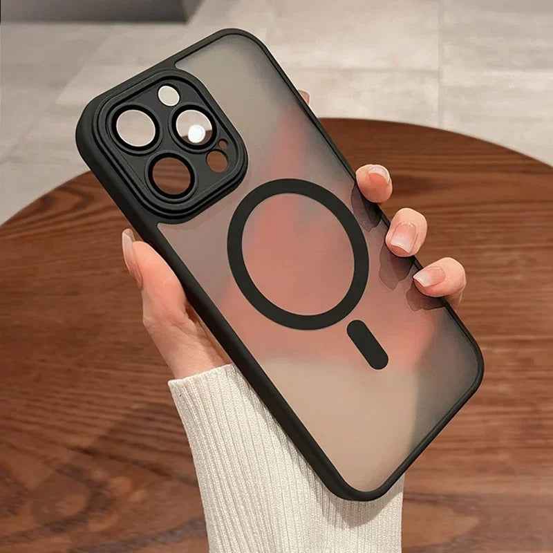 Magnetic Shockproof Case for iPhone 16 15 14 13 12 11 Pro Max - Luxury Matte Translucent Armor with MagSafe Wireless Charging Cover - Phone Cases Hub