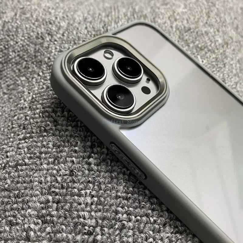 Luxury iPhone Metal Frame Case - Transparent Acrylic Soft Shockproof Bumper Cover for All Models - Phone Cases Hub