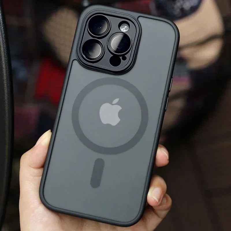 Magnetic Shockproof Case for iPhone 16 15 14 13 12 11 Pro Max - Luxury Matte Translucent Armor with MagSafe Wireless Charging Cover - Phone Cases Hub