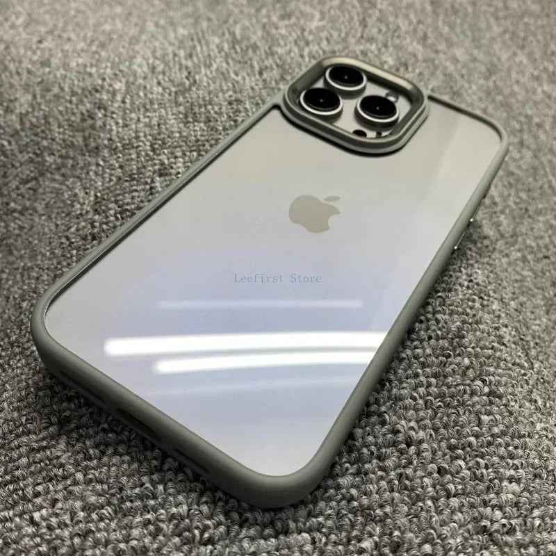 Luxury iPhone Metal Frame Case - Transparent Acrylic Soft Shockproof Bumper Cover for All Models - Phone Cases Hub