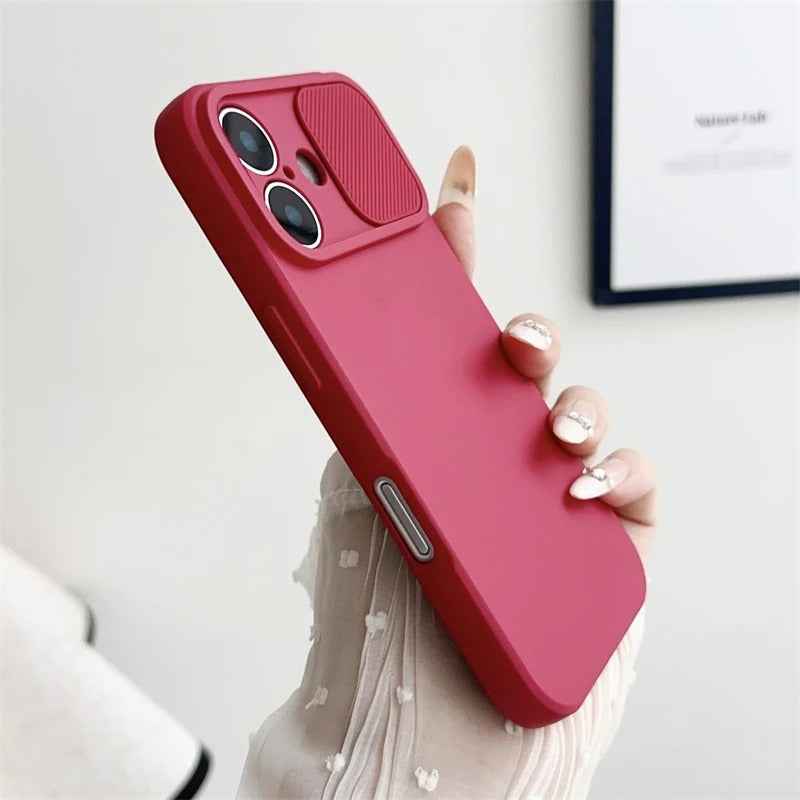 Slide Camera Lens Protection Case Soft Silicone Bumper for iPhone 16 15 14 Plus 13 12 11 Pro X XS XR Max 8 7 SE Shockproof Cover - Phone Cases Hub