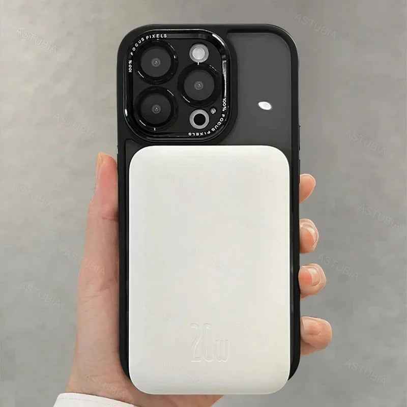Luxury Magnetic iPhone Case with Metal Lens Bumper Protection for All Models, Hard Clear Cover, Wireless Charging Compatible - Phone Cases Hub