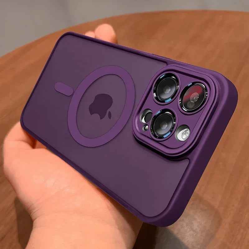 Magnetic Shockproof Case for iPhone 16 15 14 13 12 11 Pro Max - Luxury Matte Translucent Armor with MagSafe Wireless Charging Cover - Phone Cases Hub