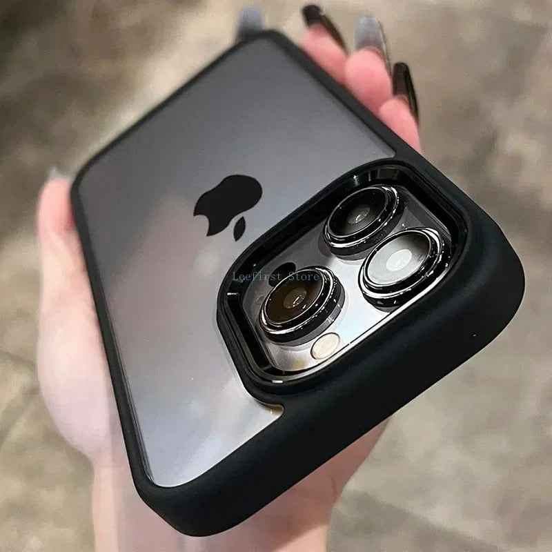 Luxury iPhone Metal Frame Case - Transparent Acrylic Soft Shockproof Bumper Cover for All Models - Phone Cases Hub