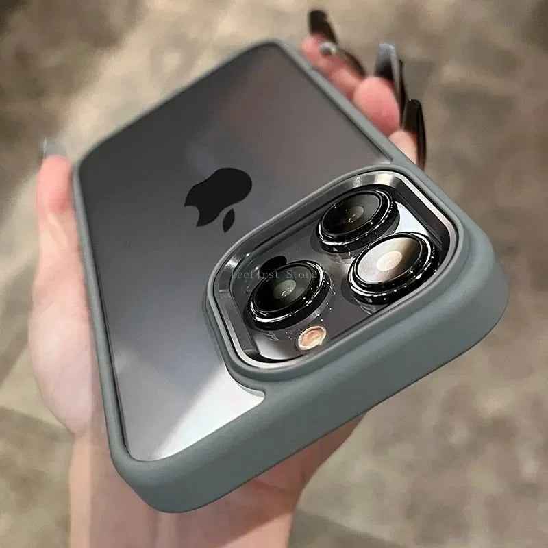 Luxury iPhone Metal Frame Case - Transparent Acrylic Soft Shockproof Bumper Cover for All Models - Phone Cases Hub